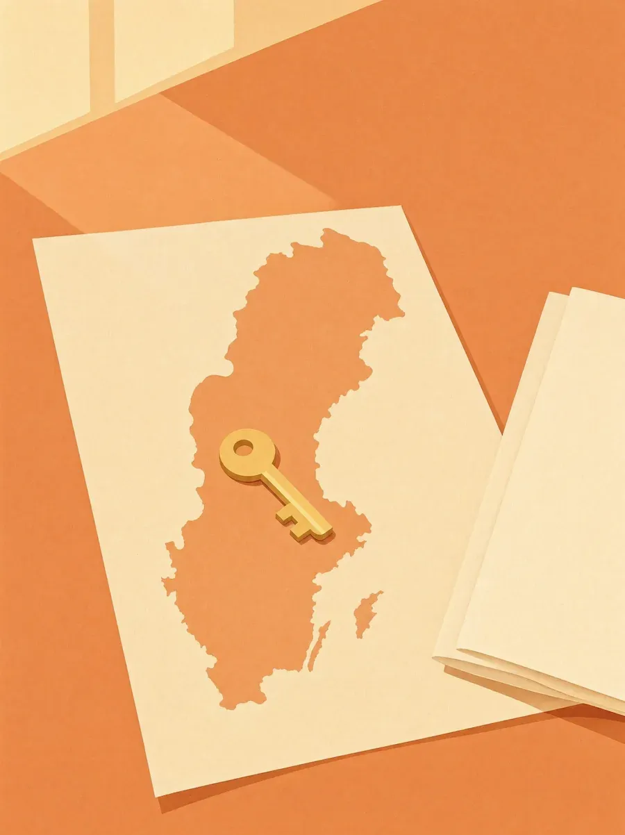 Una llave sobre un mapa de Suecia
